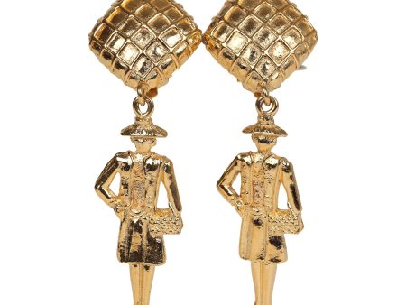 Vintage Chanel 24K Gold Plated Coco Mademoiselle Dangle Earrings Online Sale