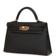 Hermes Kelly Sellier 20 Black Epsom Gold Hardware on Sale