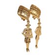 Vintage Chanel 24K Gold Plated Coco Mademoiselle Dangle Earrings Online Sale