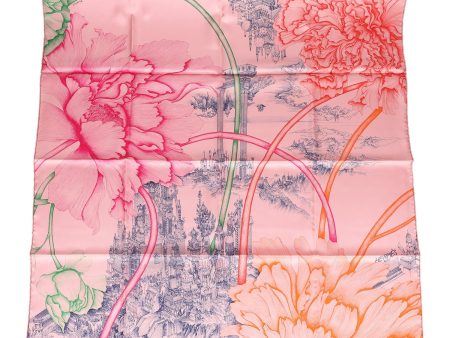 Hermes “A l Ombre des Pivoines” Silk Scarf 90cm Cheap