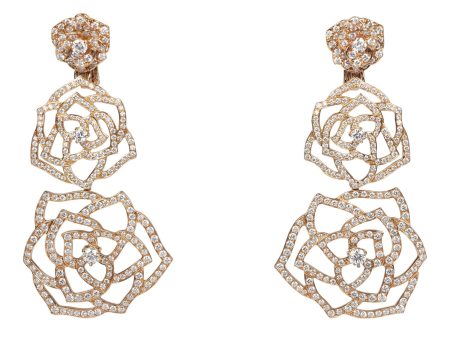 Piaget Rose Dangle Earrings 18k Rose Gold & Diamonds Hot on Sale