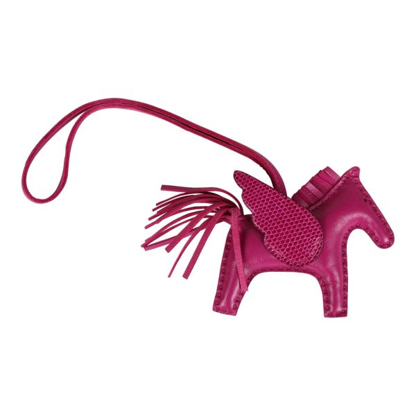 Hermes Rose Pourpre Pegasus Rodeo Touch Bag Charm PM Hot on Sale