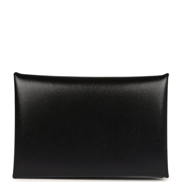 Hermes Calvi Card Holder Black Box Palladium Hardware on Sale