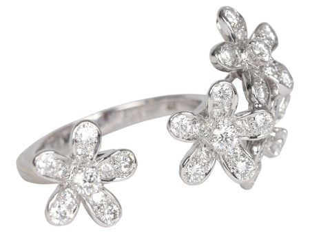 Pre-owned Van Cleef & Arpels Socrate  Between The Finger  Flower Ring 18k White Gold and Diamonds Online Sale