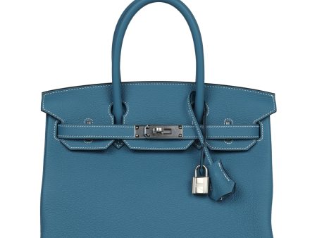 Hermes Birkin 30 Blue Jean Togo Palladium Hardware Discount