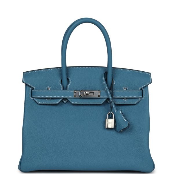 Hermes Birkin 30 Blue Jean Togo Palladium Hardware Discount