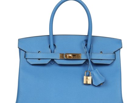 Pre-owned Hermes Birkin 30 Bleu Paradise Epsom Gold Hardware Online Sale