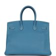 Pre-owned Hermes Birkin 35 Blue Jean Clemence Palladium Hardware Sale