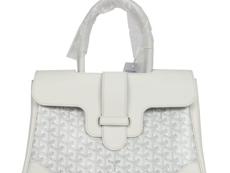 Goyard Saigon Tote White Goyardine Canvas Palladium Hardware For Sale