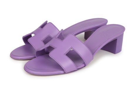 Hermes Oasis Sandals Violet Calfskin 36.5 EU For Sale