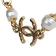 Chanel CC Gold Tone Metal Pearl Necklace Gold Hardware For Discount