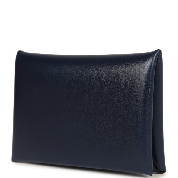 Hermes Calvi Card Holder Bleu Abysse Box Palladium Hardware Online Sale