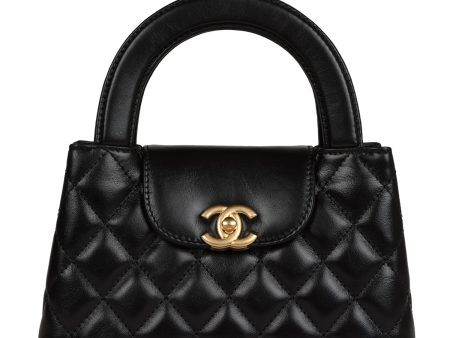 Chanel Small Kelly Shopper Black Shiny Aged Calfskin Brushed Gold Hardware For Sale