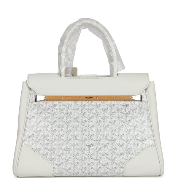 Goyard Saigon Tote White Goyardine Canvas Palladium Hardware For Sale