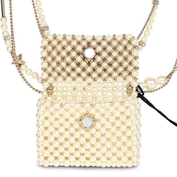 Chanel Pearl Flap Bag Pendant Necklace Light Gold Hardware Supply