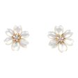 Pre-owned Van Cleef & Arpels Rose De Noel Small Earrings White Mother of Pearl Diamonds 18K Yellow Gold Hardware Online now