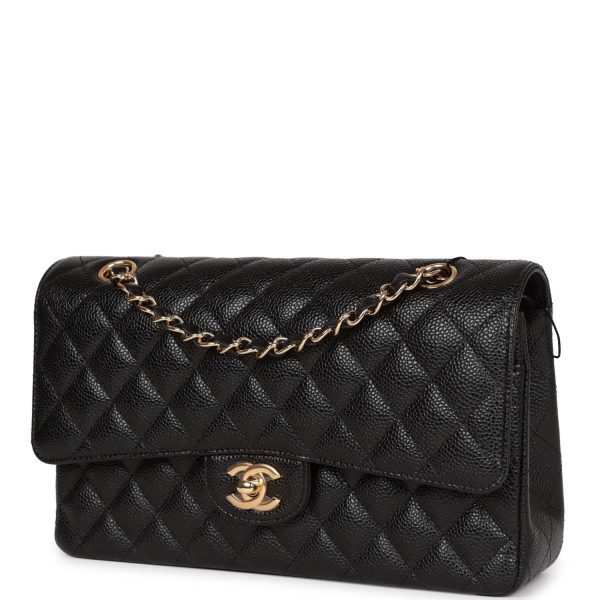 Chanel Medium Classic Double Flap Bag Black Caviar Gold Hardware on Sale