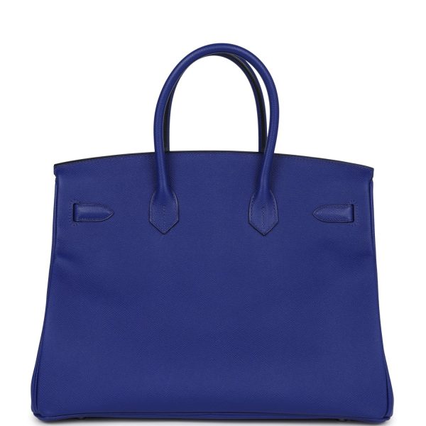 Pre-owned Hermes Birkin 35 Bleu Electric Epsom Palladium Hardware Discount