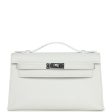 Hermes Kelly Pochette White Swift Palladium Hardware Hot on Sale