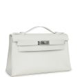 Hermes Kelly Pochette White Swift Palladium Hardware Hot on Sale