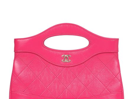 Pre-owned Chanel Nano 31 Shopper Hot Pink Shiny Aged Calfskin Gold Hardware Hot on Sale