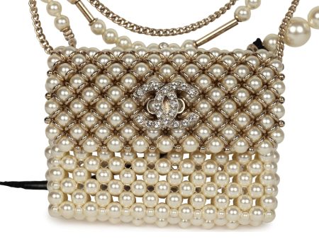 Chanel Pearl Flap Bag Pendant Necklace Light Gold Hardware Supply