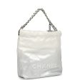 Chanel Mini 22 Bag White and Silver Ombre Metallic Calfskin Silver Hardware Online now