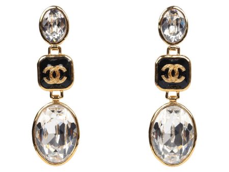 Chanel CC Crystal Dangle Earrings Gold Hardware Online Sale