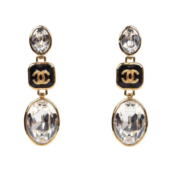 Chanel CC Crystal Dangle Earrings Gold Hardware Online Sale