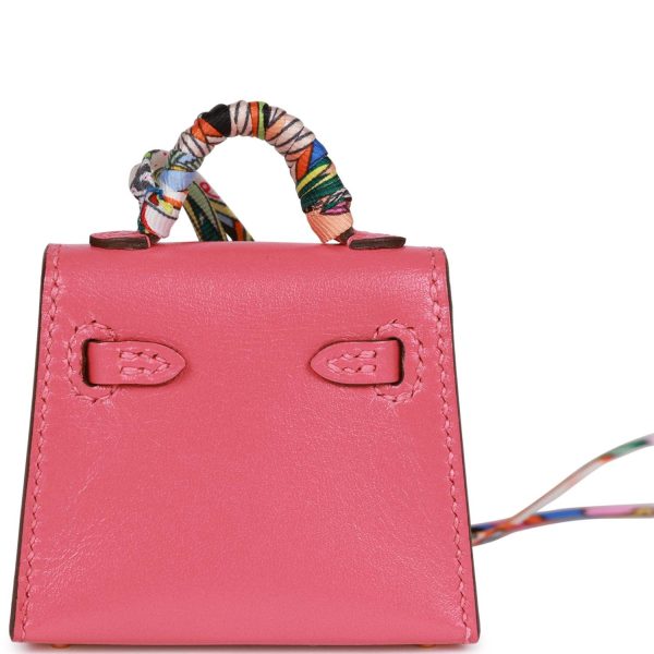 Hermes Mini Kelly Twilly Bag Charm Rose Lipstick Tadelakt Gold Hardware on Sale