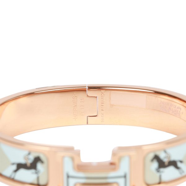 Hermes Les Allures Clic Clac H Narrow Enamel Bracelet PM RGHW on Sale