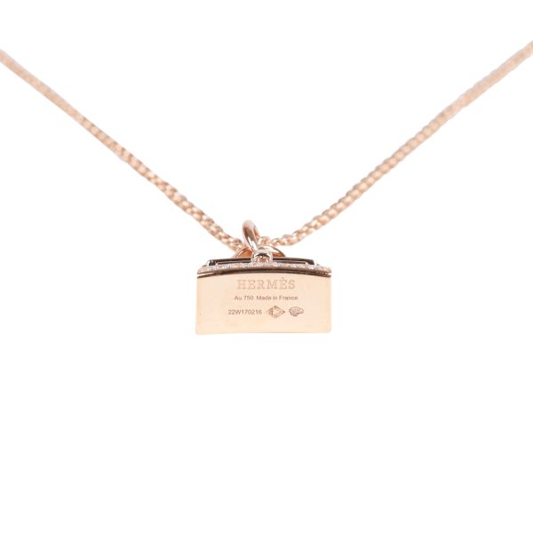 Hermes 18k Rose Gold Diamond Kelly Amulettes Pendant Necklace Supply