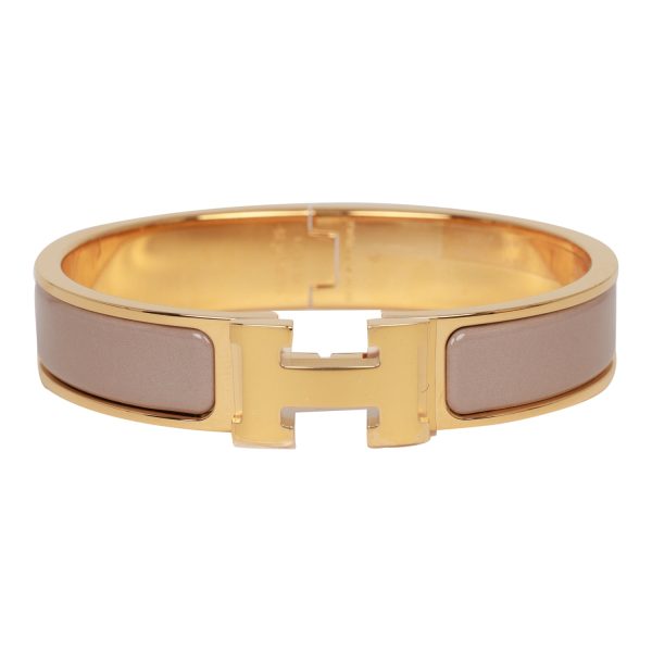 Hermes Marron Glace Clic Clac H Narrow Enamel Bracelet PM GHW Supply