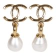 Chanel CC Pearl Drop Dangle Earrings Pearl & Gold Metal Online Hot Sale