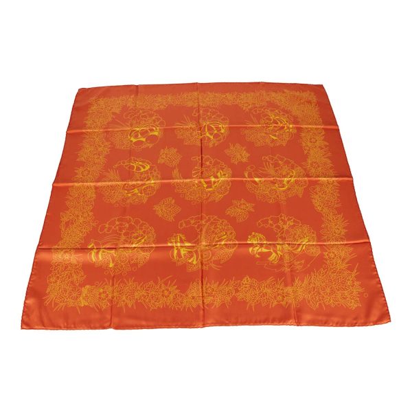 Hermes  De La Citrouille A La Caleche  Orange Silk Shawl Scarf 90cm For Cheap