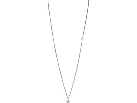 Chanel Silver CC Crystal Choupette Cat Emoji Pendant Necklace Hot on Sale