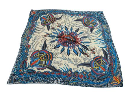 Hermes  Flowers of South Africa  Blue Giant Silk Shawl Scarf 140cm Online Sale