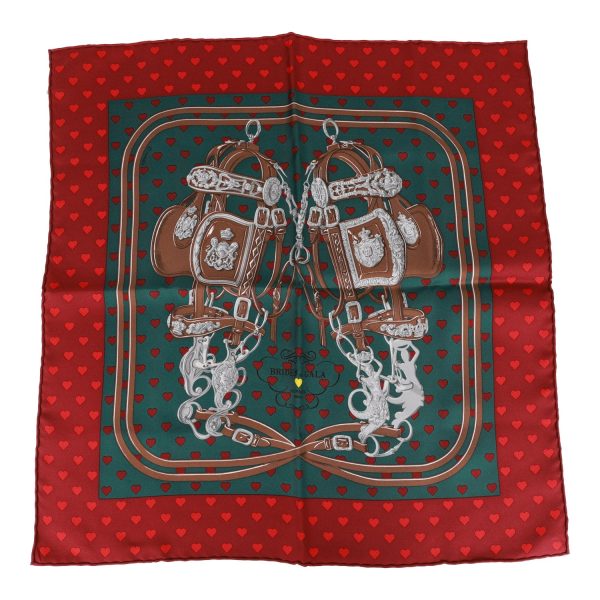 Hermes  Brides de Gala Love  Bordeaux Silk Pocket Square Scarf 45cm Online now