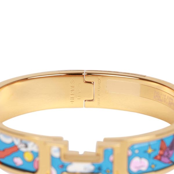 Hermes  Les Nuages Flamboyante  Clic Clac H Narrow Enamel Bracelet GHW Fashion