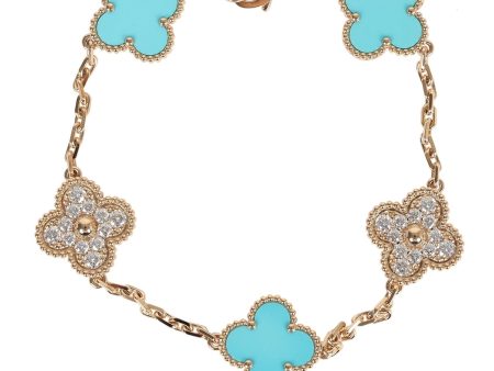 Copy of Van Cleef & Arpels Vintage Alhambra Diamond and Turquoise Bracelet Cheap