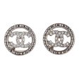 Chanel Silver CC Circle Stud Earrings Online