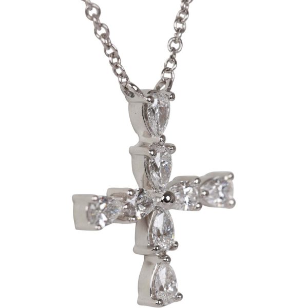 Harry Winston Symbols Cross Pendant Pear Shaped Diamonds Platinum Discount