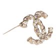 Chanel Twisted CC Crystal and Faux Pearl Brooch Light Pink Gold Metal Sale