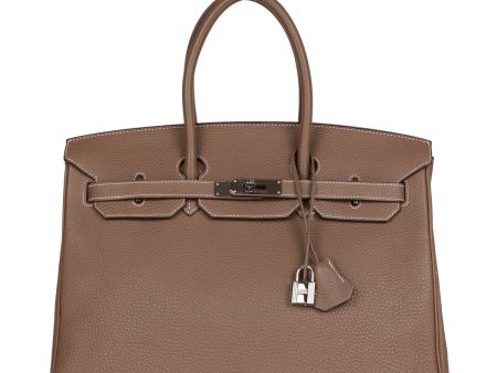 Pre-owned Hermes Birkin 35 Etoupe Togo Palladium Hardware For Discount