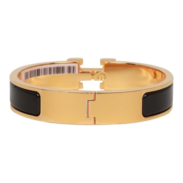 Hermes Black Clic Clac H Narrow Enamel Bracelet PM GHW Online