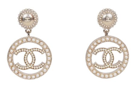 Chanel CC Faux Pearl Gold Earrings Cheap