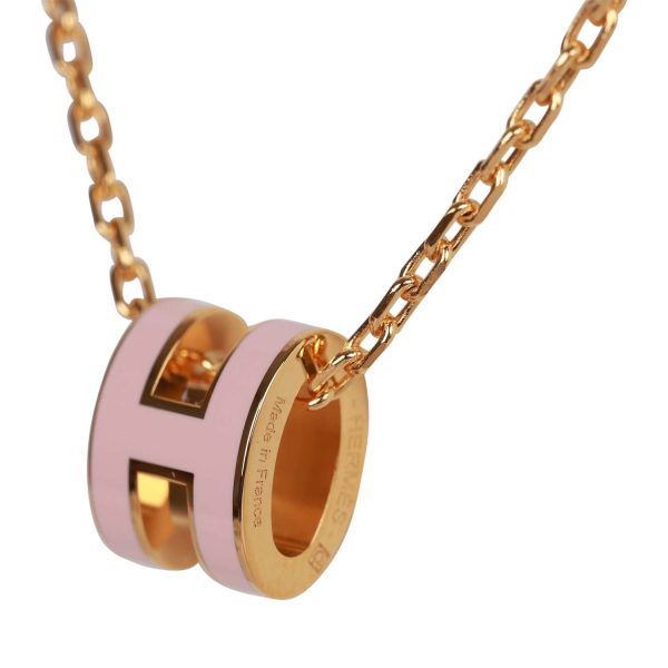 Hermes Rose Dragee Mini Pop H Pendant Necklace Fashion