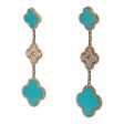 Van Cleef & Arpels Magic Alhambra Turquoise 18K Yellow Gold Diamond Drop Earrings Online Sale