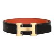 Hermes 32mm Reversible Black Orange Constance H Belt 80cm Brushed Gold Buckle For Discount