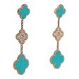 Van Cleef & Arpels Magic Alhambra Turquoise 18K Yellow Gold Diamond Drop Earrings Online Sale